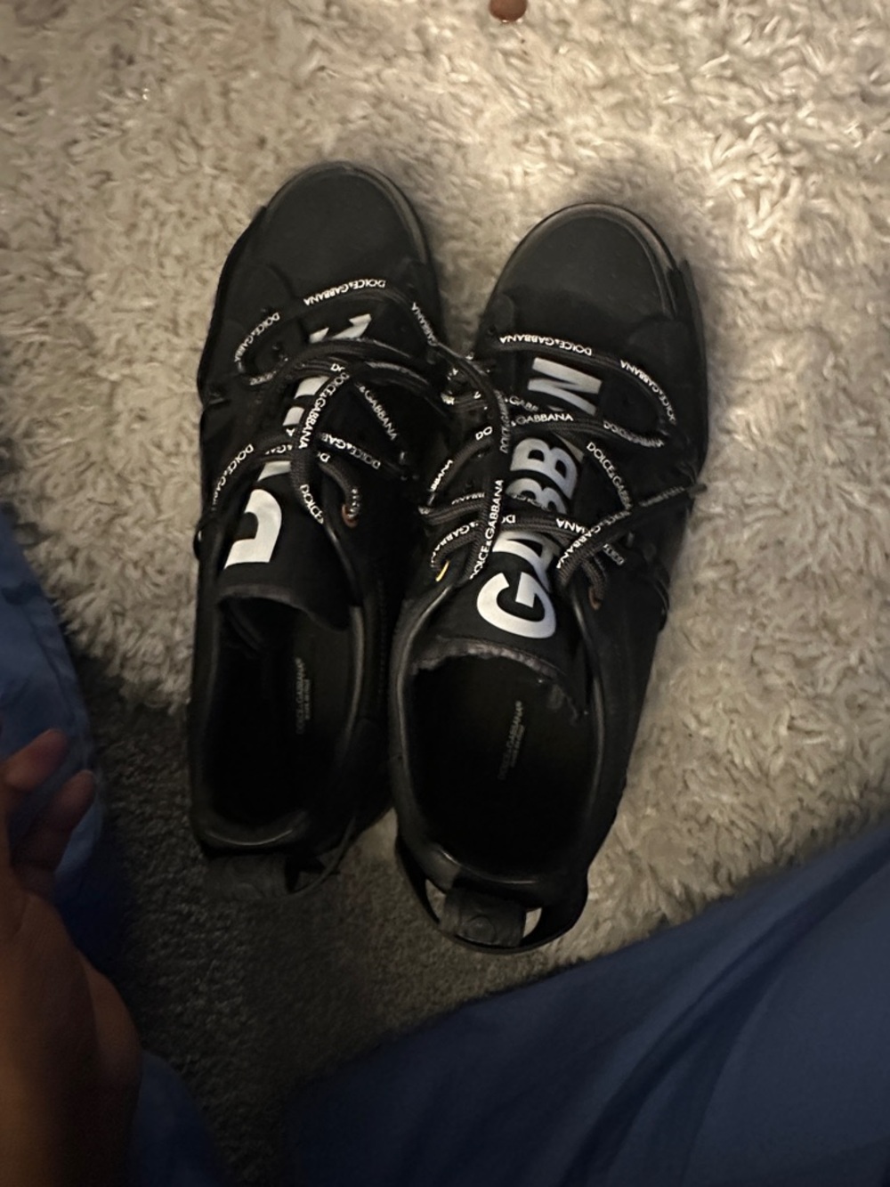 Dolce & Gabbana Black and White Branded Lace-Up Sneakers